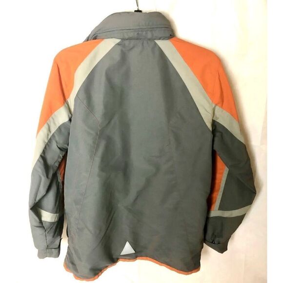 LL Bean Youth Nylon Jacket Windbreaker Orange Gray Size 14-16 L - Picture 4 of 6